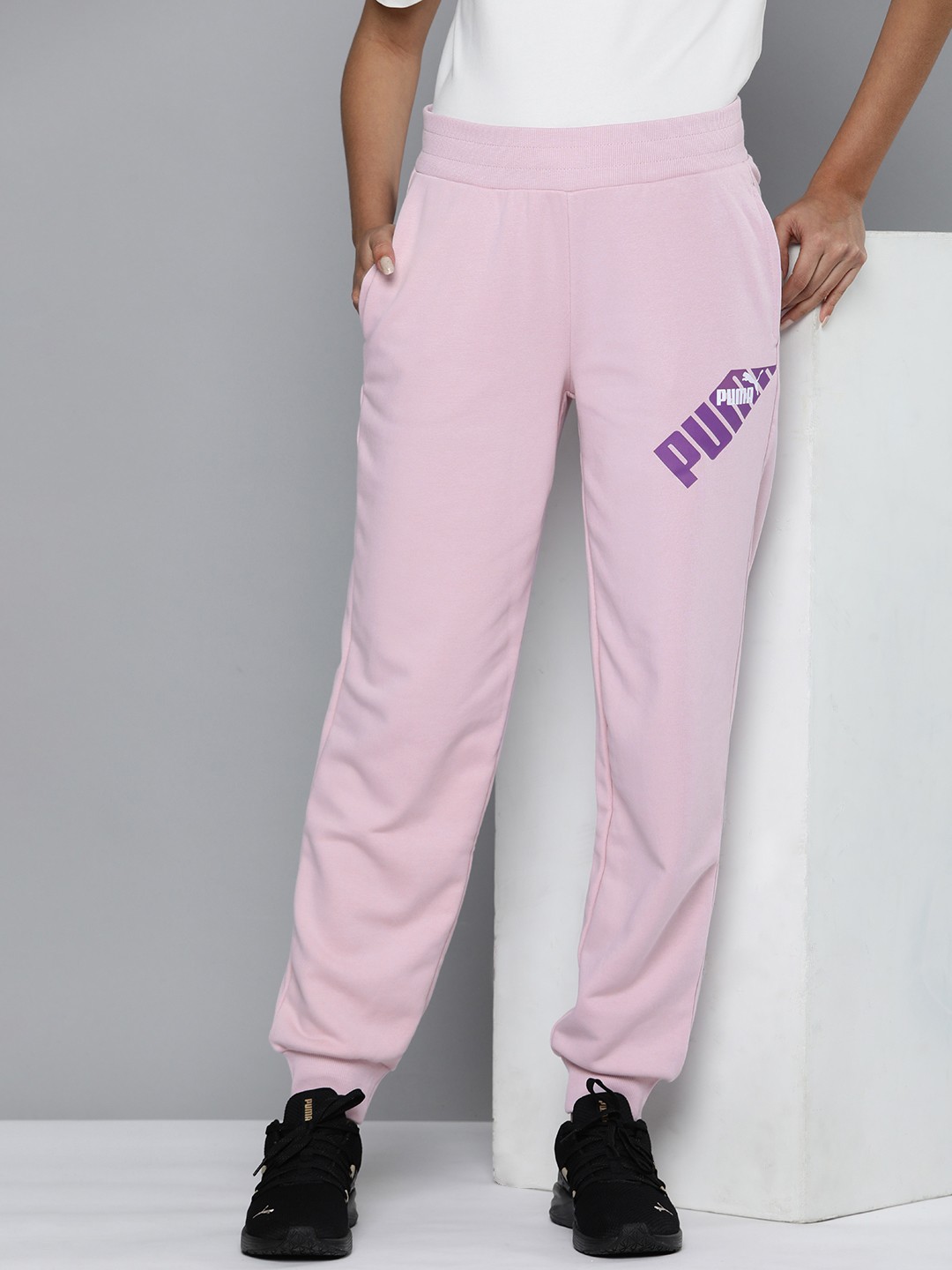 

Puma Women POWER Brand Logo Printed Comfort Fit Joggers, Purple