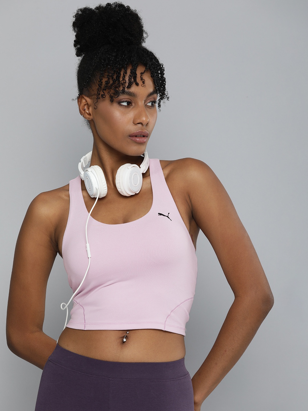

Puma STUDIO FOUNDATION 2-in-1 Slim Fit DryCell Built-in Bra Training Tank Crop Top, Lavender