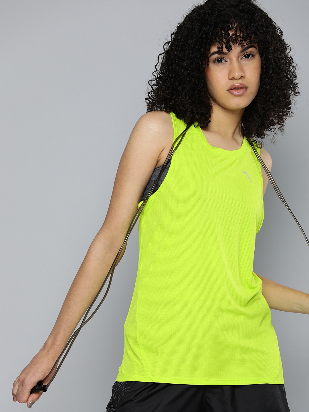 

Puma Women Mini Checks Run Favorite Running Tank Top, Fluorescent green