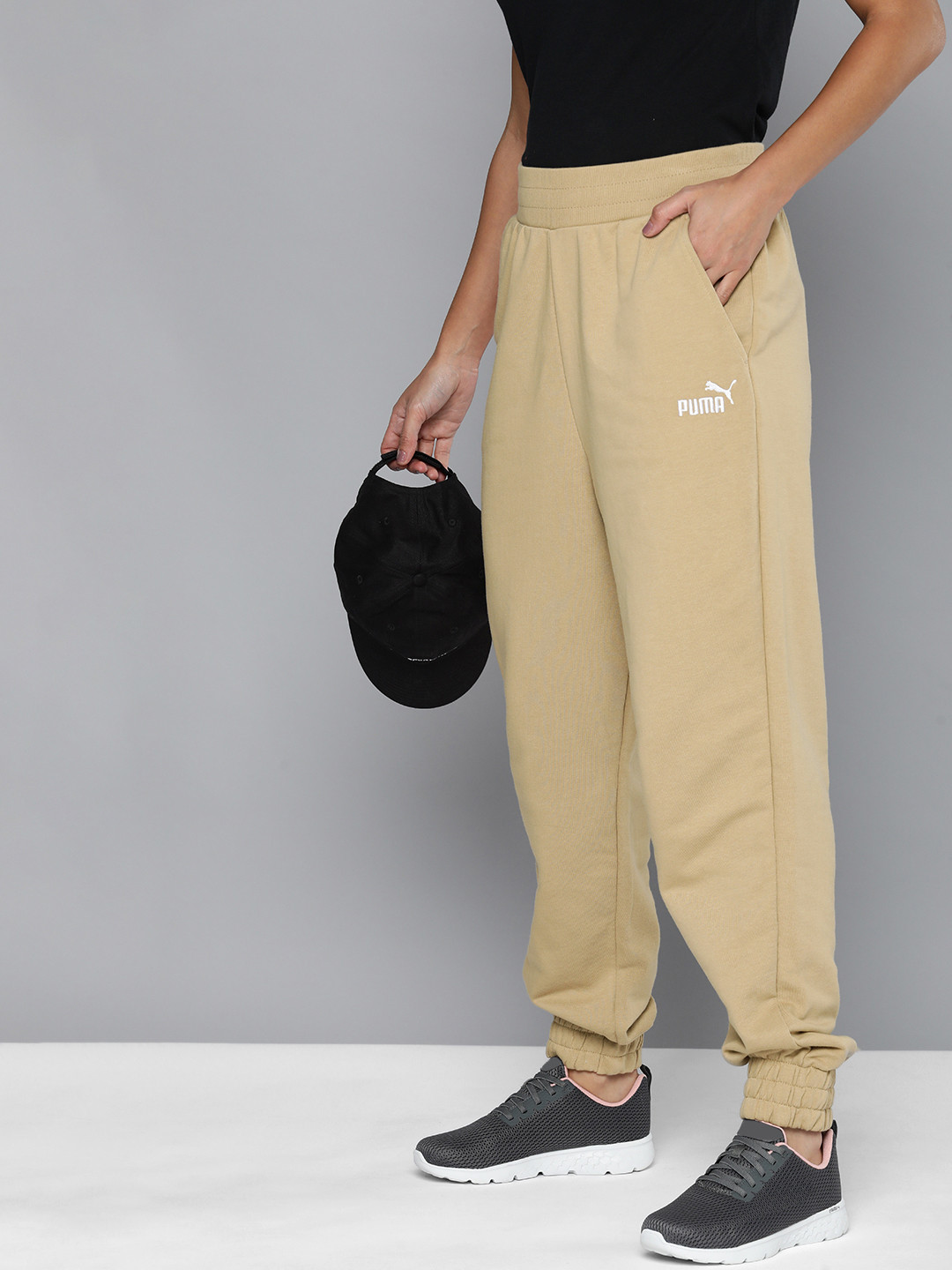 

Puma Embroidery Women High Rise Regular Fit Outdoor Joggers Track Pants, Beige