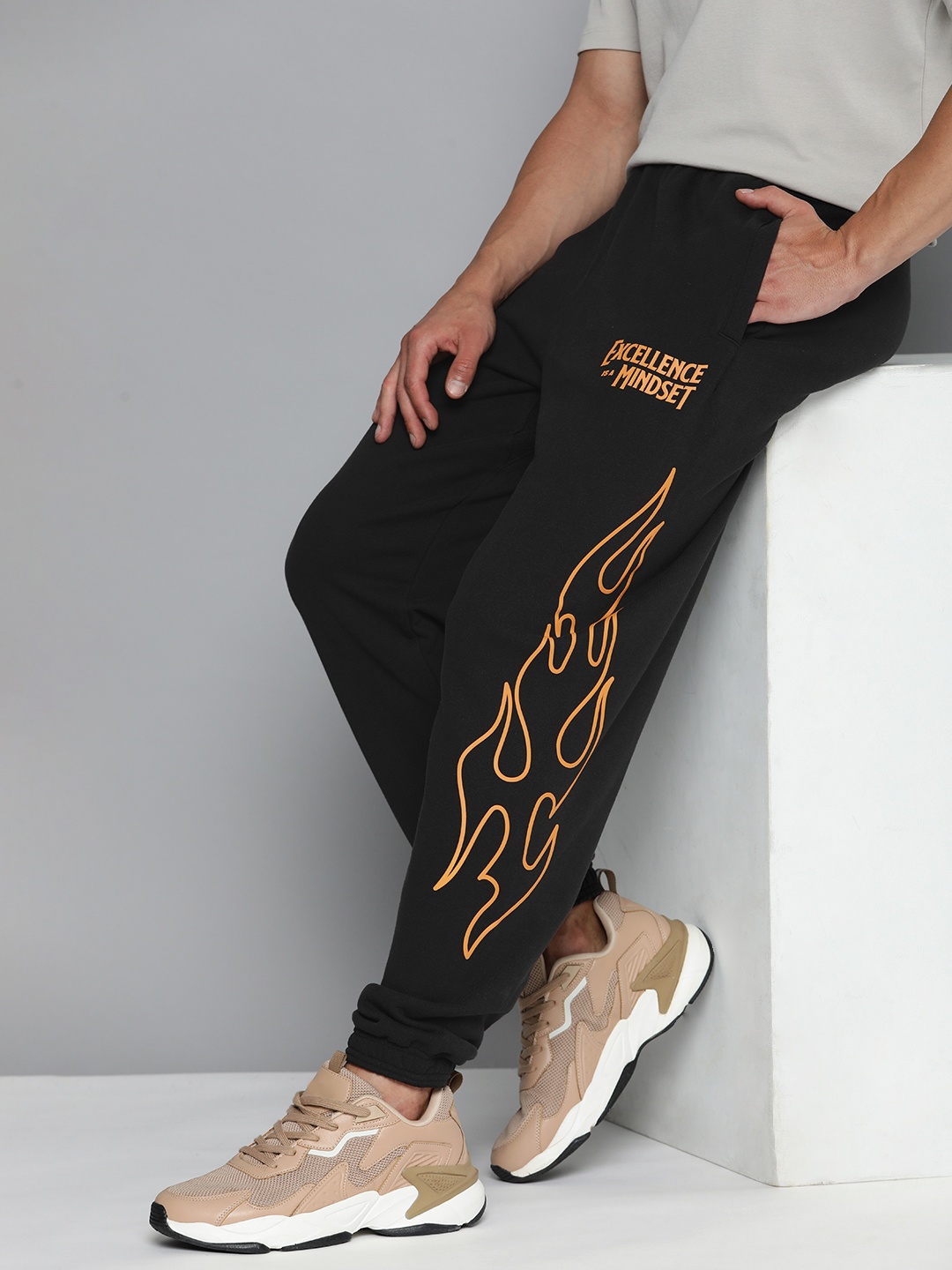 

Puma Men Caution Printed Pure Cotton Basketball Joggers, Black