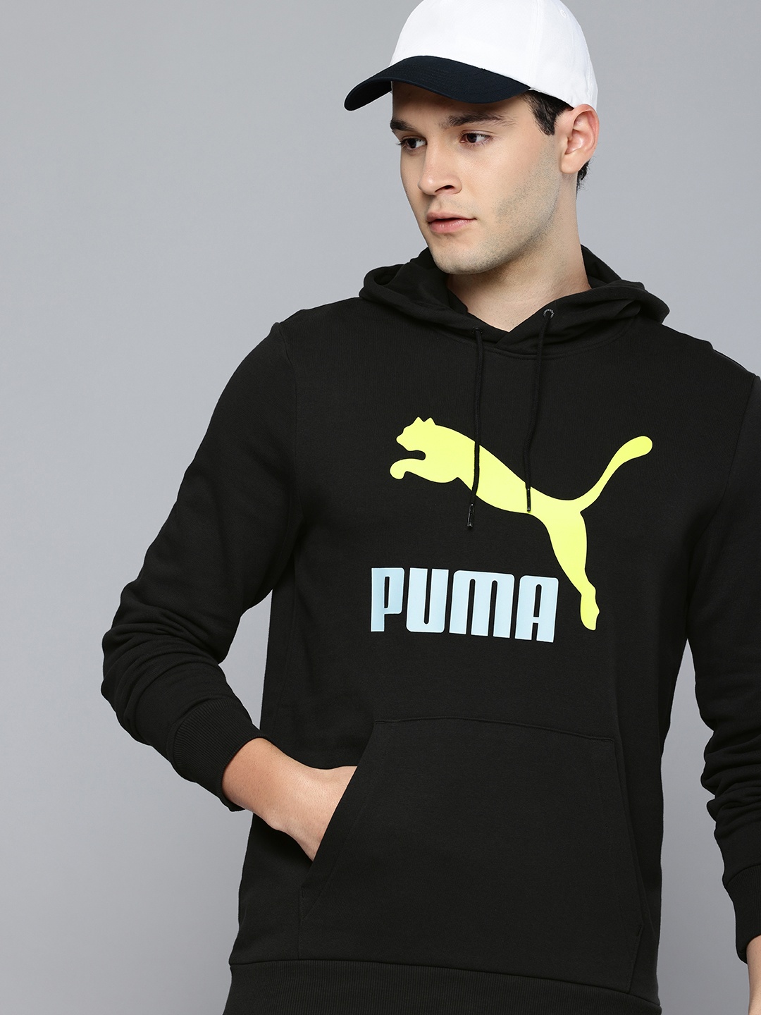 

Puma Classics Brand Logo Printed Hooded Pure Cotton Sweatshirt, Black