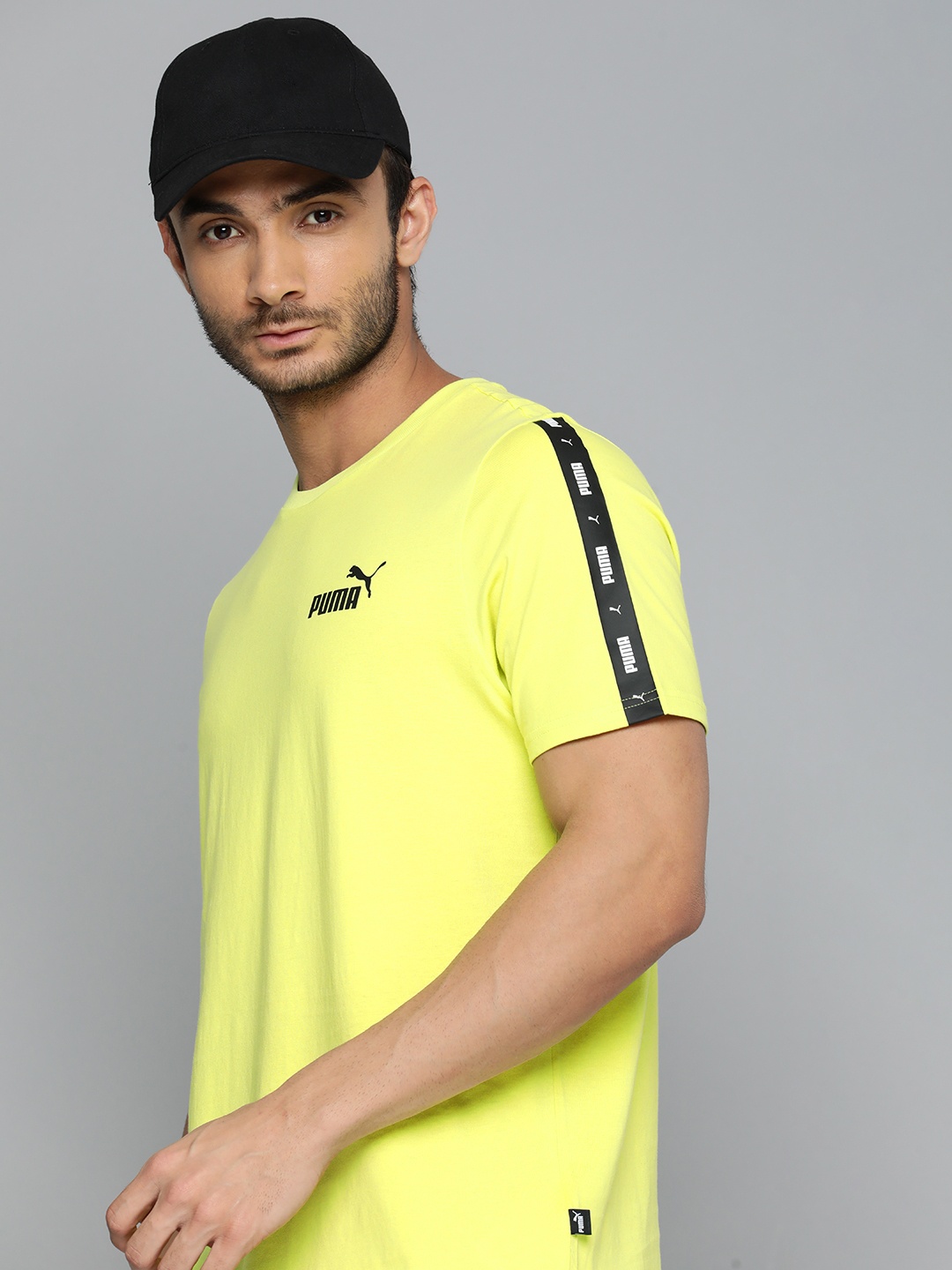 

Puma Essentials+ Tape Brand Logo Printed Pure Cotton T-shirt, Fluorescent green