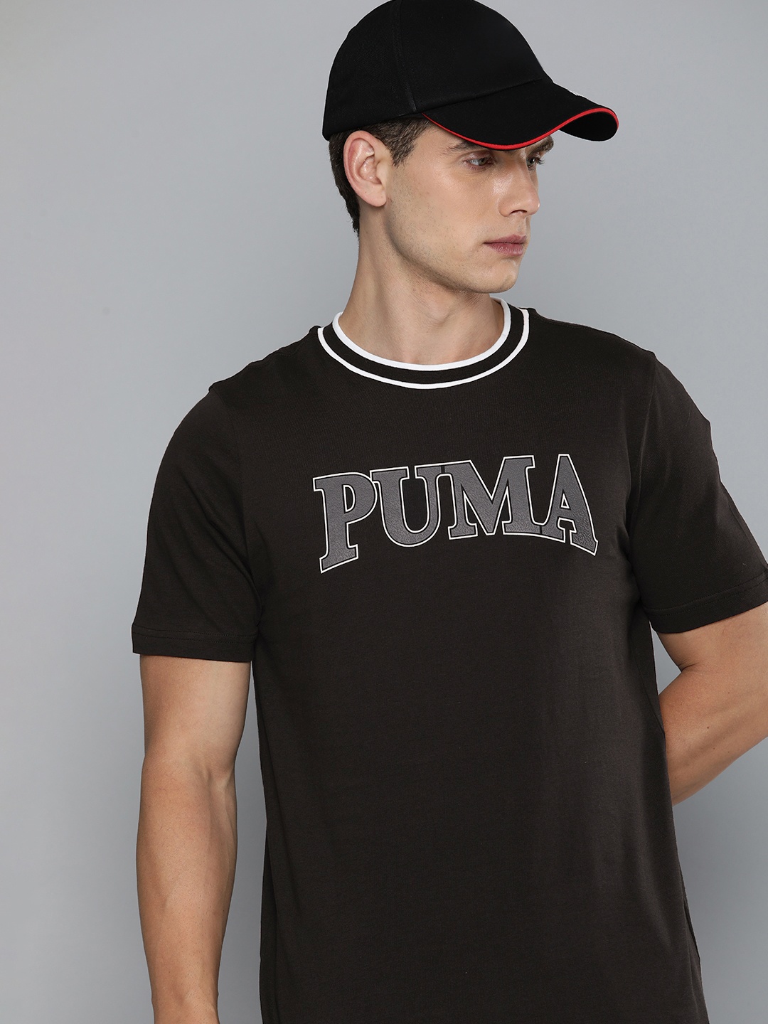 

Puma SQUAD Graphic Brand Logo Printed Pure Cotton T-shirt, Black