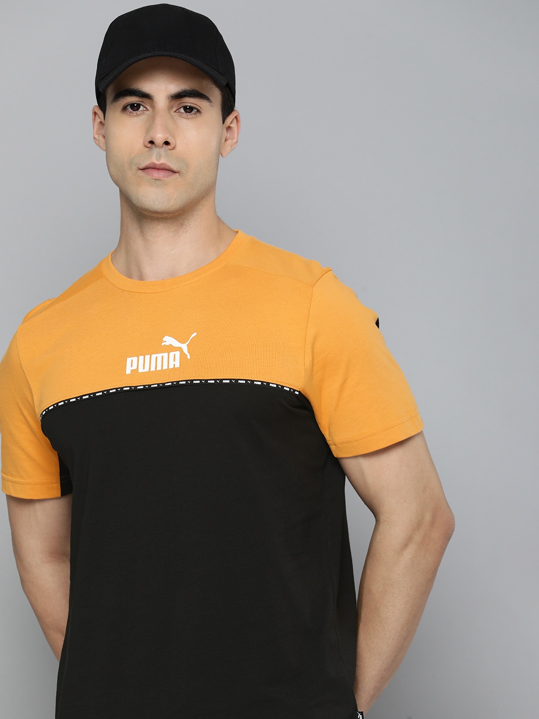 

Puma Men Block x Tape Regular Fit Colourblocked T-shirt, Orange