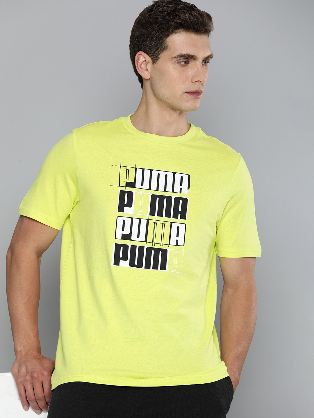 

Puma Brand Logo Printed Pure Cotton T-shirt, Fluorescent green