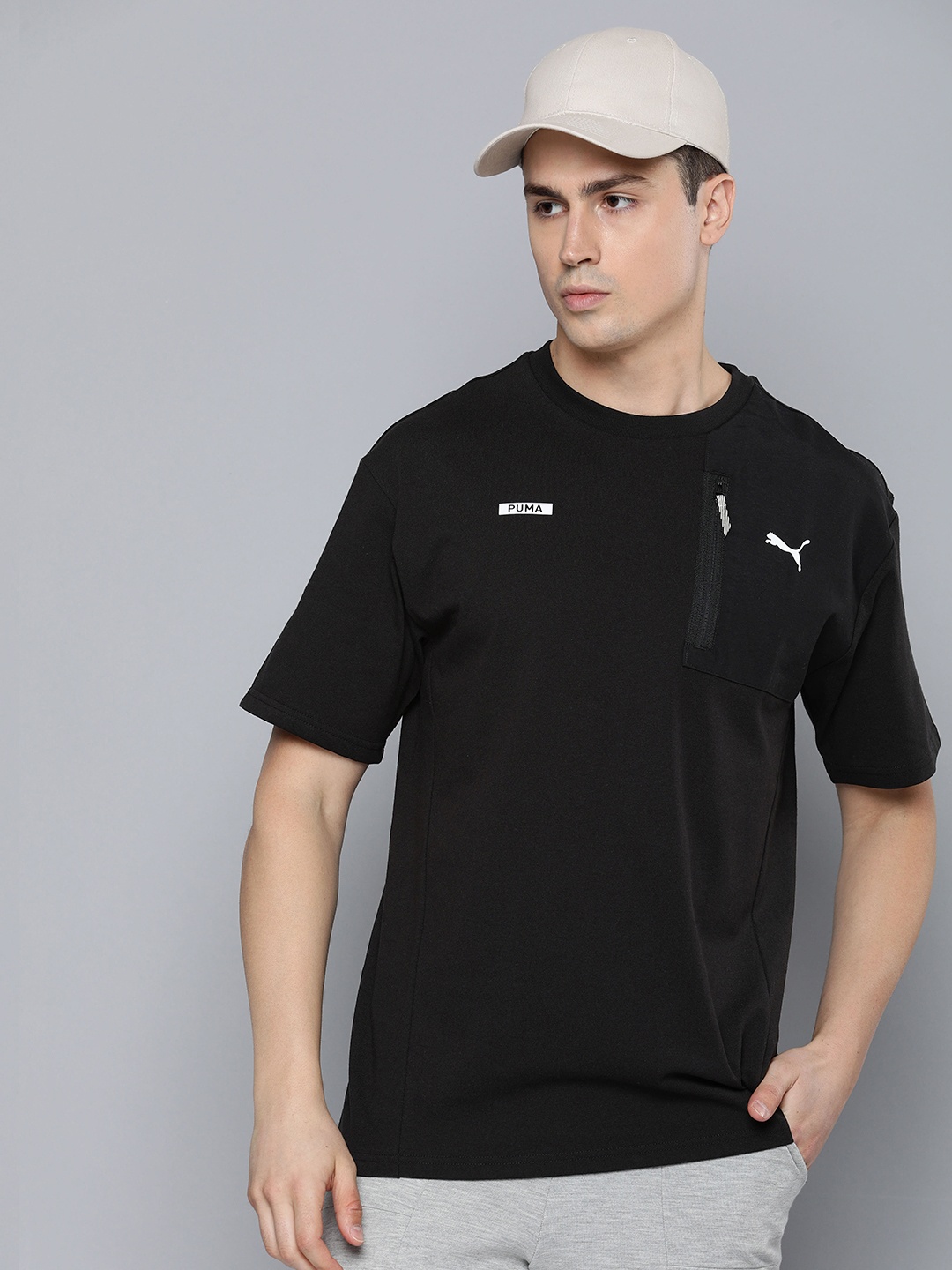 

Puma DESERT ROAD Drop-Shoulder Sleeves Pure Cotton Pockets Relaxed Fit T-shirt, Black