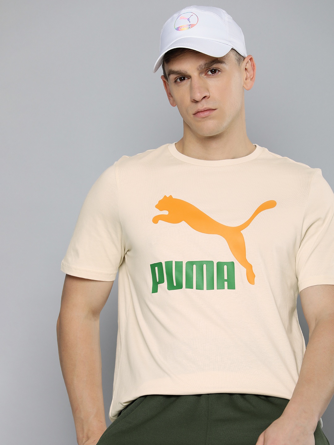 

Puma Brand Logo Printed Classics Logo Pure Cotton T-shirt, Beige