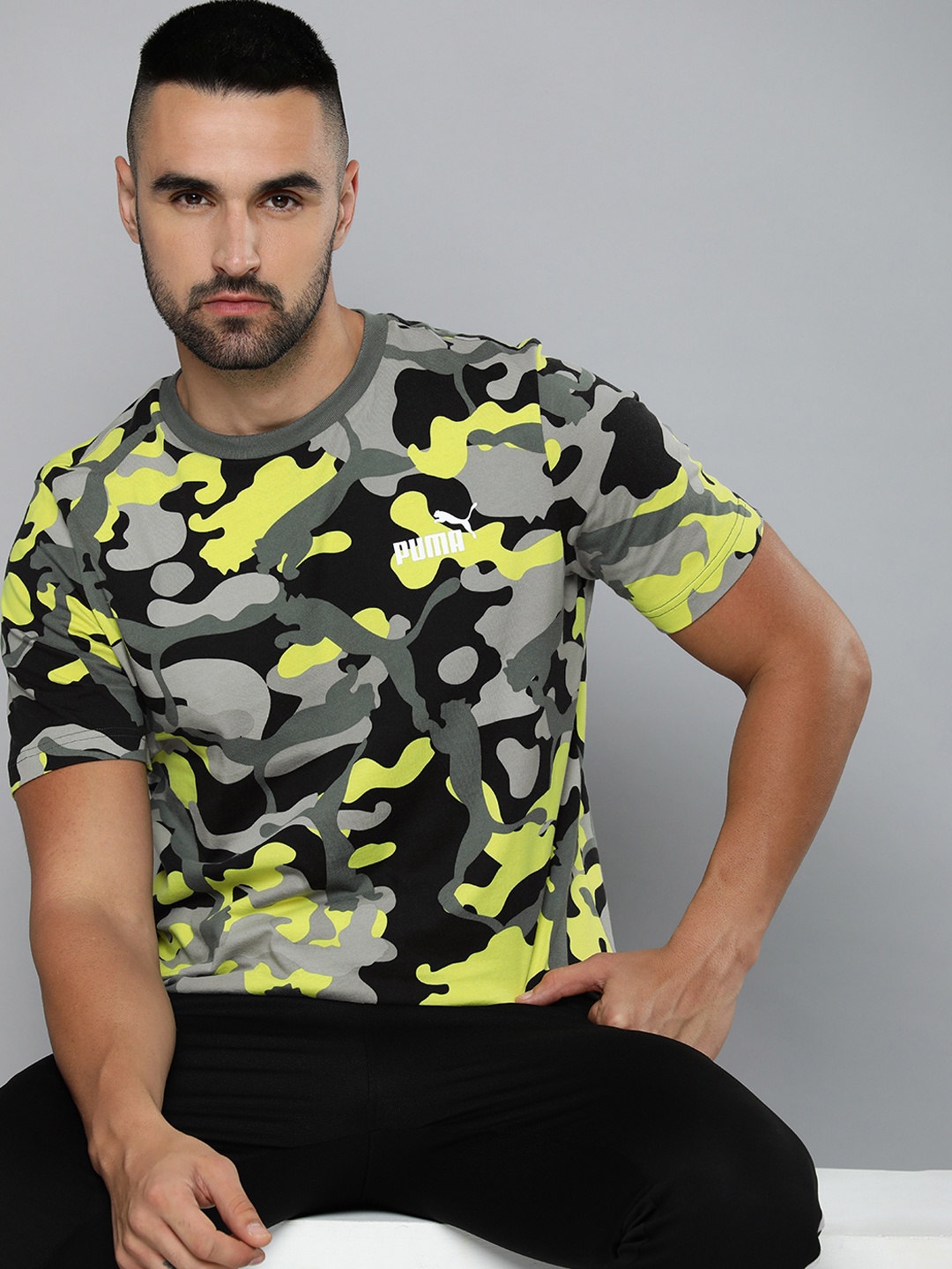 

Puma Men ESS Camouflage AOP Pure Cotton T-shirt, Grey