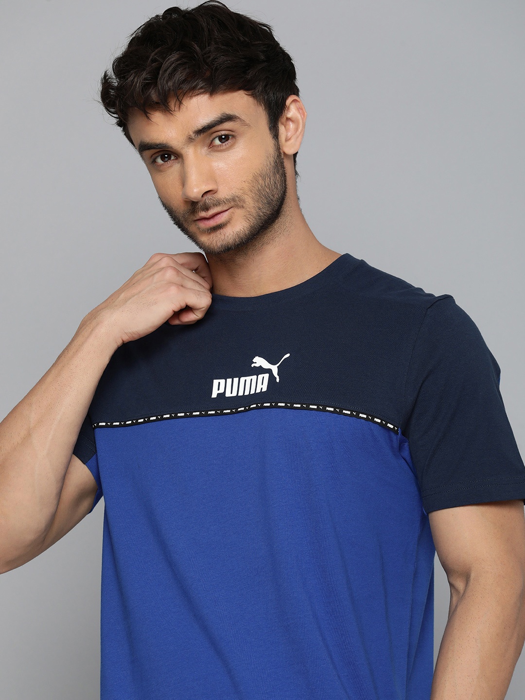 

Puma Men Block x Tape Regular Fit Colourblocked T-shirt, Blue
