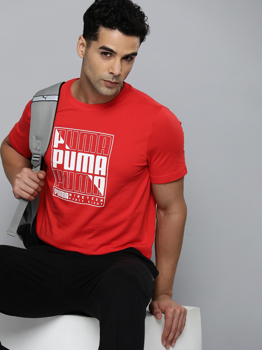 

Puma Brand Logo Printed Pure Cotton T-shirt, Red
