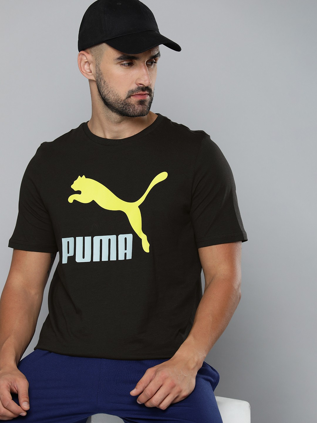 

Puma Men Classics Logo Printed Pure Cotton T-shirt, Black