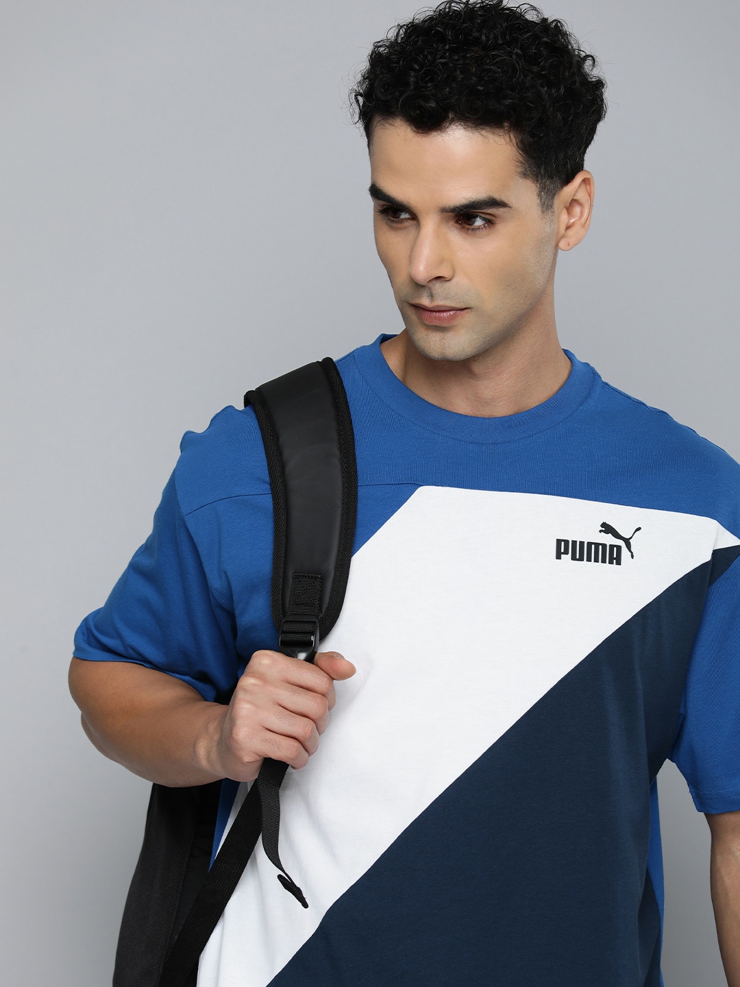 

Puma Pure Cotton Relaxed Fit POWER Colorblock Outdoor T-shirt, Blue