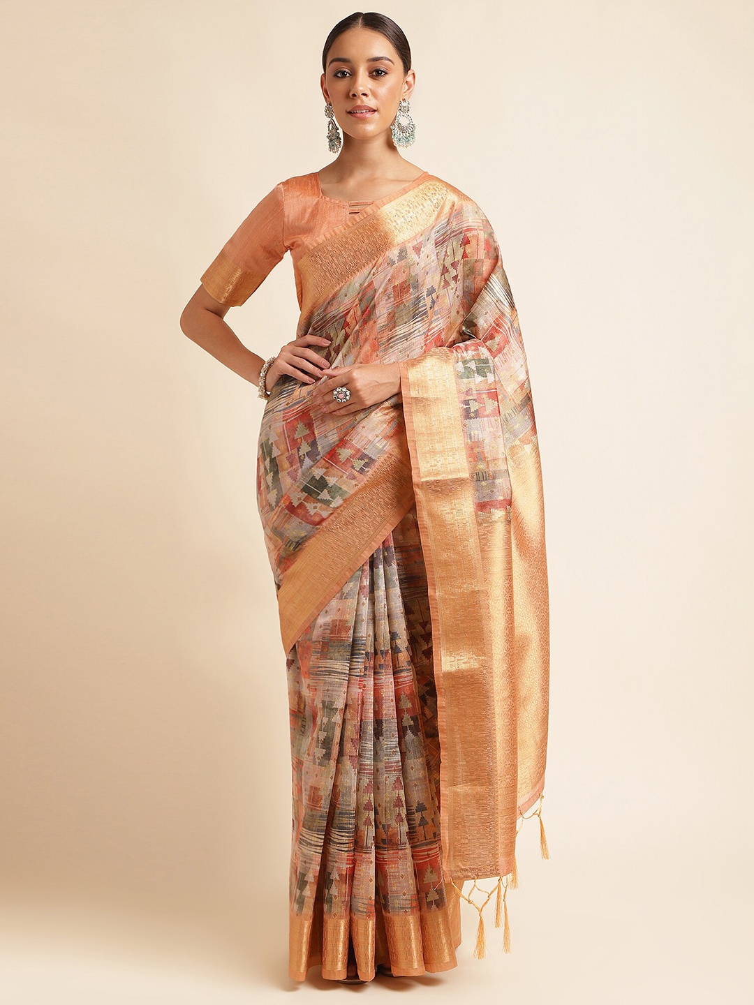 

DOI MOI Woven Design Zari Banarasi Saree, Orange