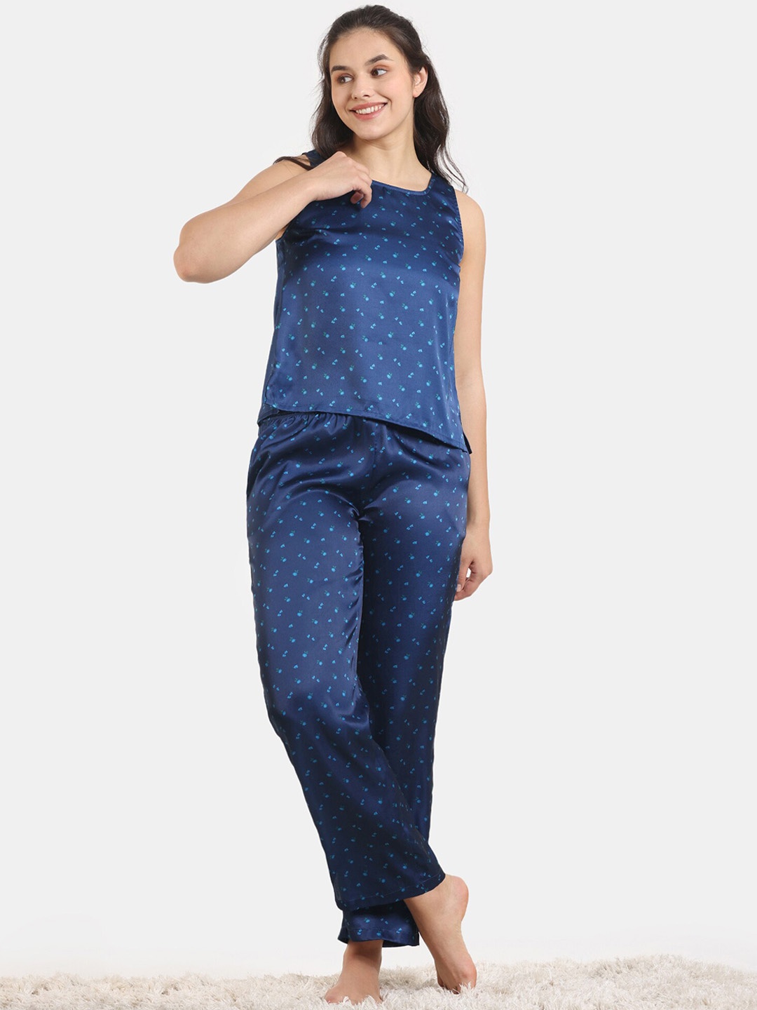 

Zivame Conversational Printed Night Suit, Blue