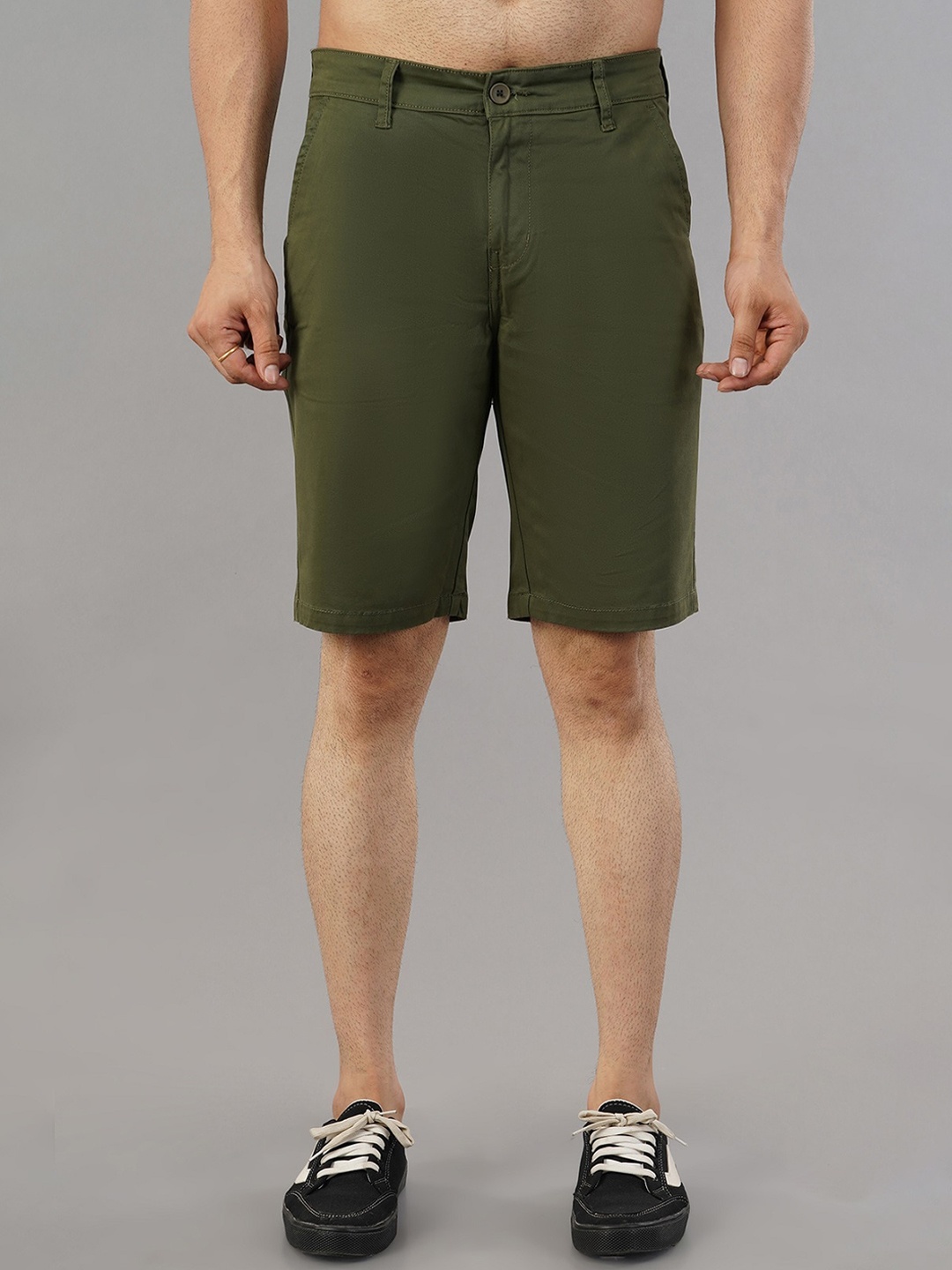 

Mast & Harbour Men Green Slim Fit Cotton Chino Shorts