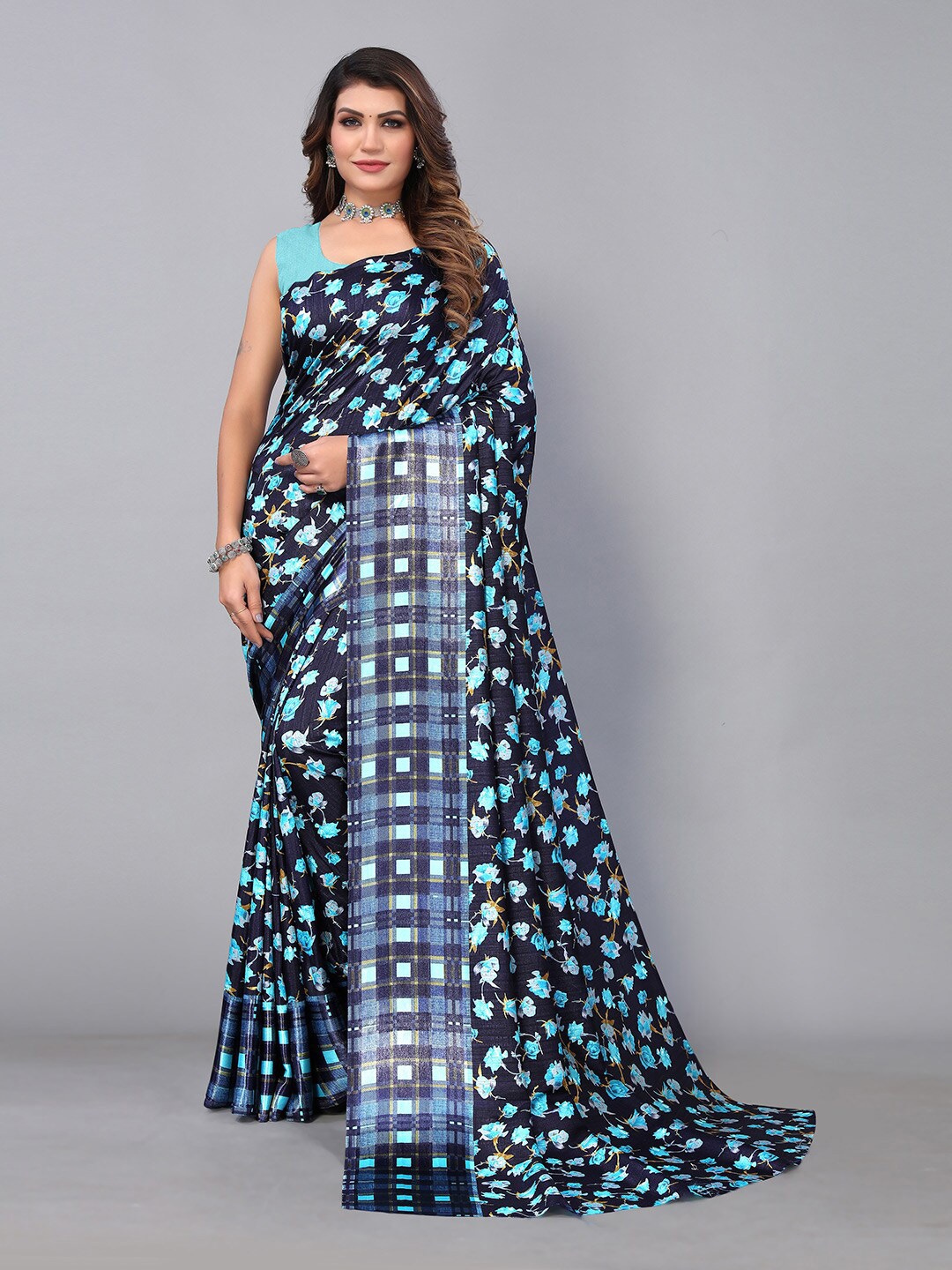 

KALINI Floral Printed Saree, Blue