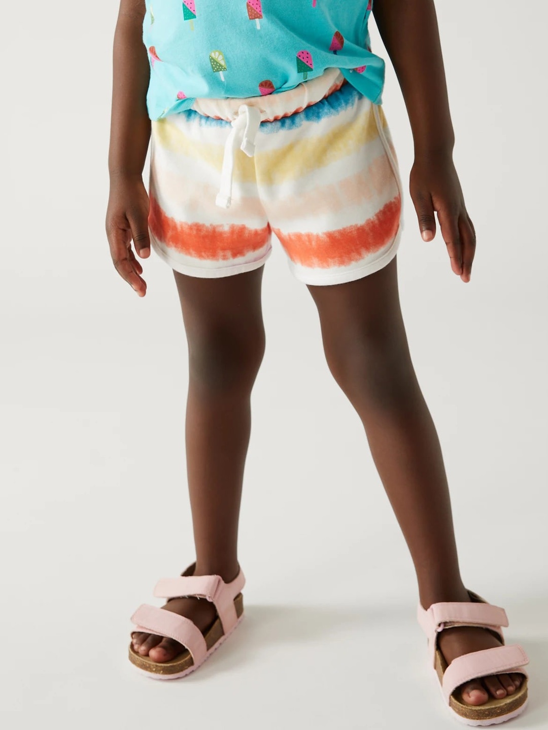 

Marks & Spencer Girls Tie & Dye High-Rise Pure Cotton Shorts, White