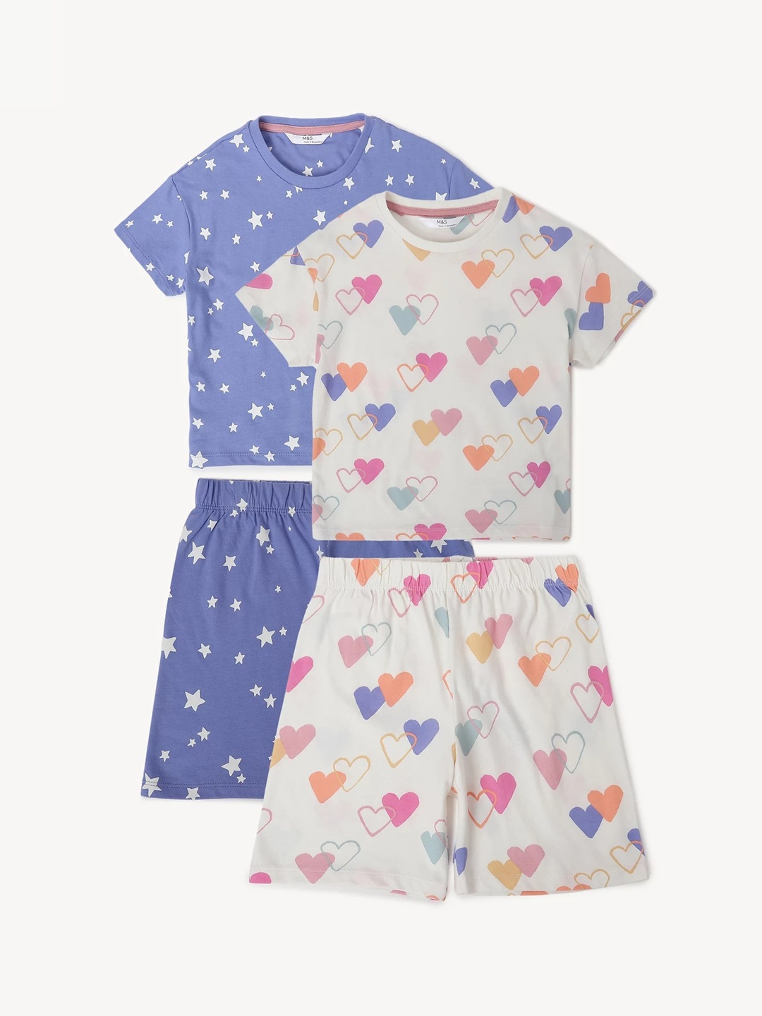 

Marks & Spencer Girls Pack Of 2 Pure Cotton Graphic Printed Night suit, White