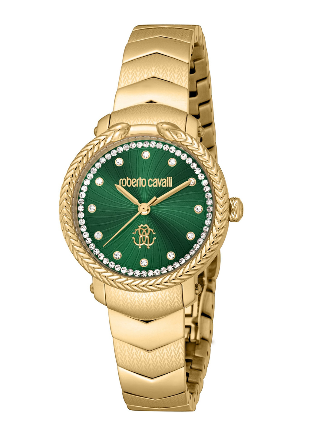 

Roberto Cavalli Women Embellished Dial Bracelet Style Straps Analogue Watch RC5L095M0035, Gold