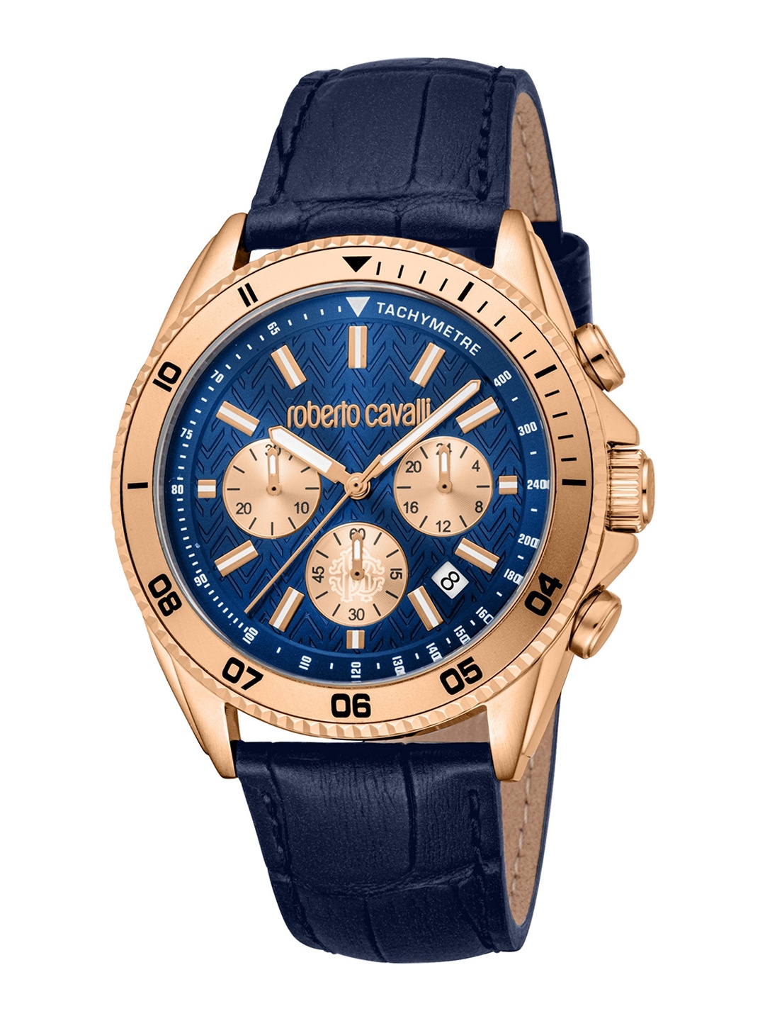 

Roberto Cavalli Men Textured Leather Wrap Around Analogue Watch RC5G099L0035, Blue