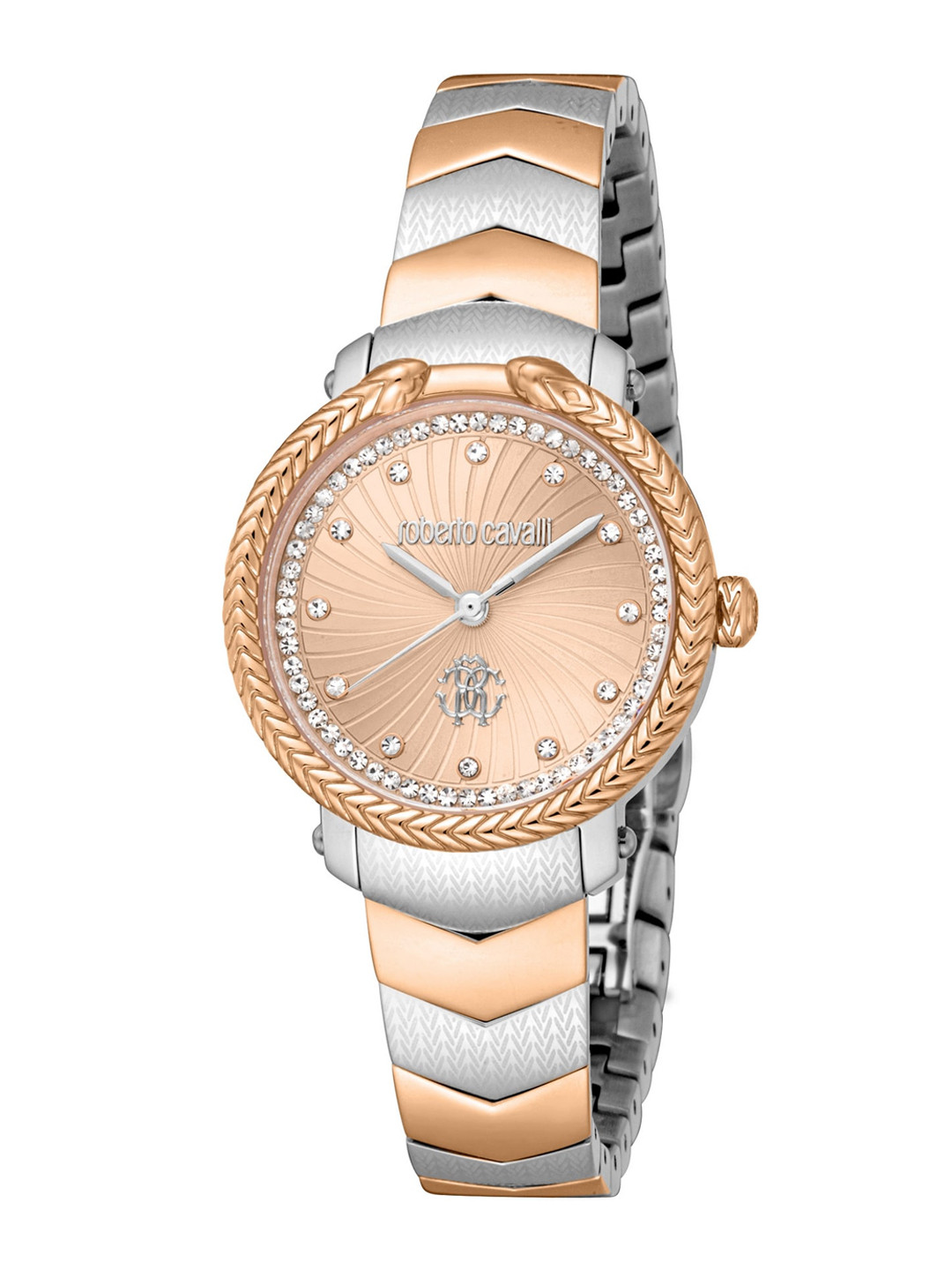 

Roberto Cavalli Women Embellished Bracelet Style Straps Analogue Watch RC5L095M0065, Silver