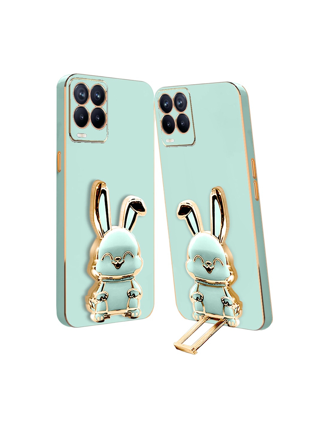 

Karwan Realme 8 4G Back Case With 3D Bunny Folding Stand, Green