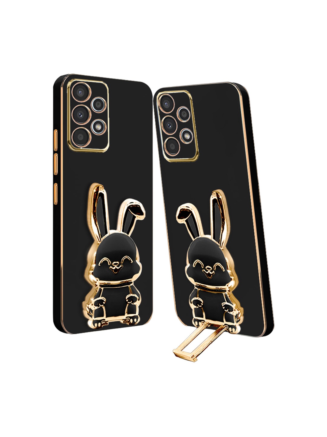 

Karwan Samsung A13 4G Back Case With 3D Bunny Folding Stand, Black