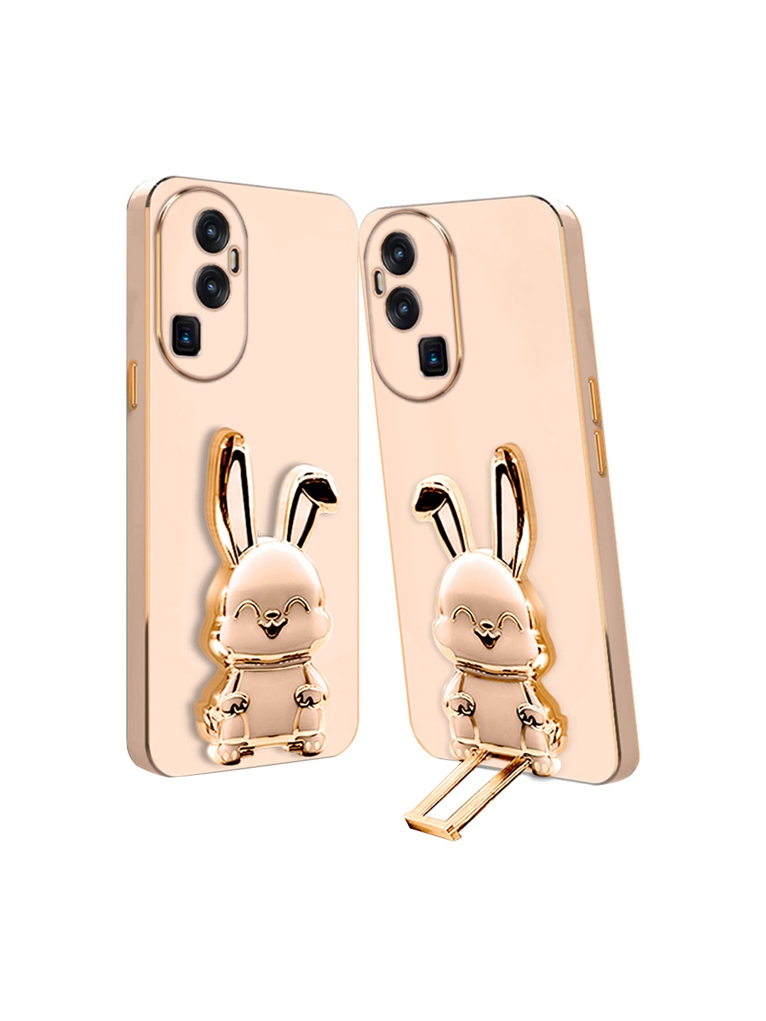 

Karwan Oppo Reno 10 Pro Plus Back Case With 3D Bunny Folding Stand, Peach
