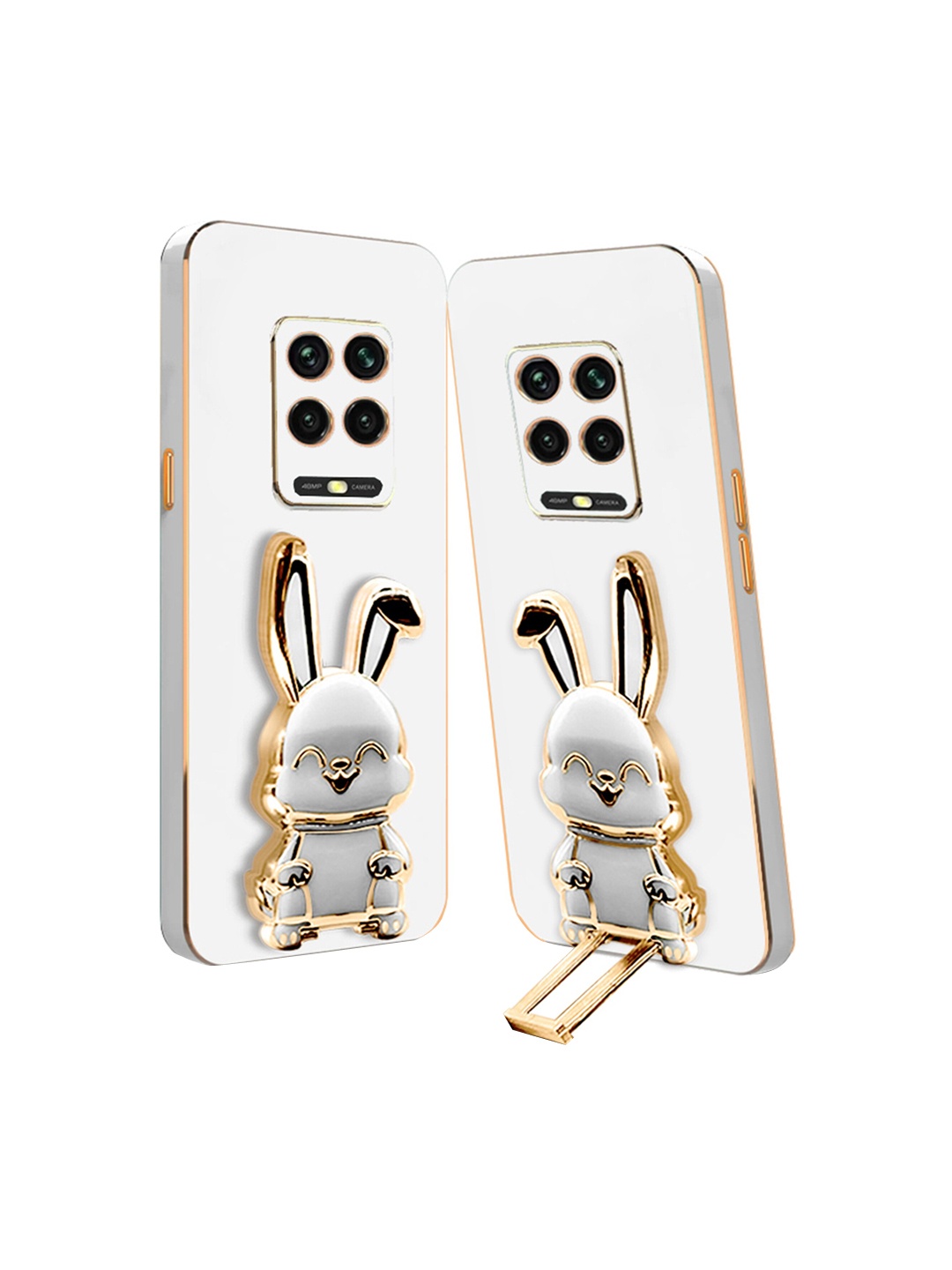

Karwan Redmi Note 9 Pro Back Case With 3D Bunny Folding Stand, White