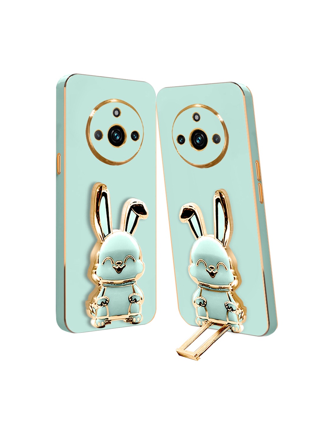 

Karwan Realme 11 Pro Back Case With 3D Bunny Folding Stand, Green