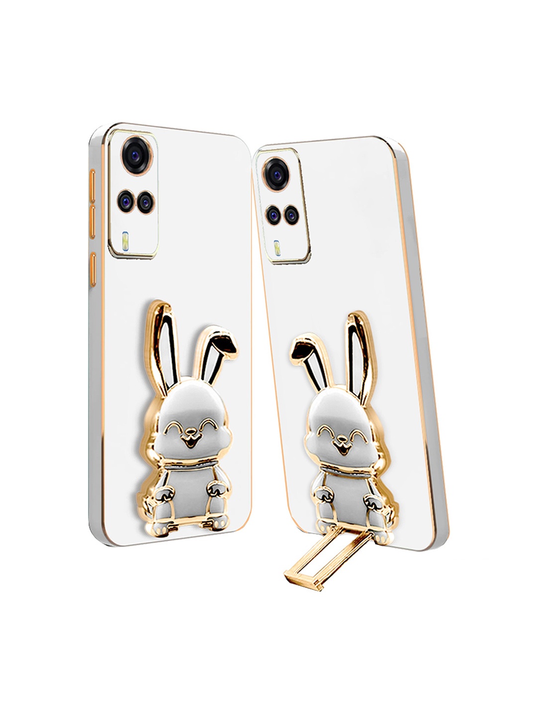

Karwan Vivo Y51 Back Case With 3D Bunny Folding Stand, White