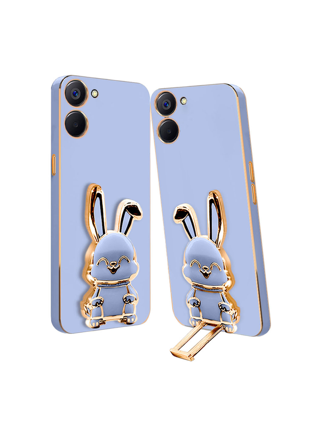 

Karwan Realme 10 Pro Back Case With 3D Bunny Folding Stand, Blue