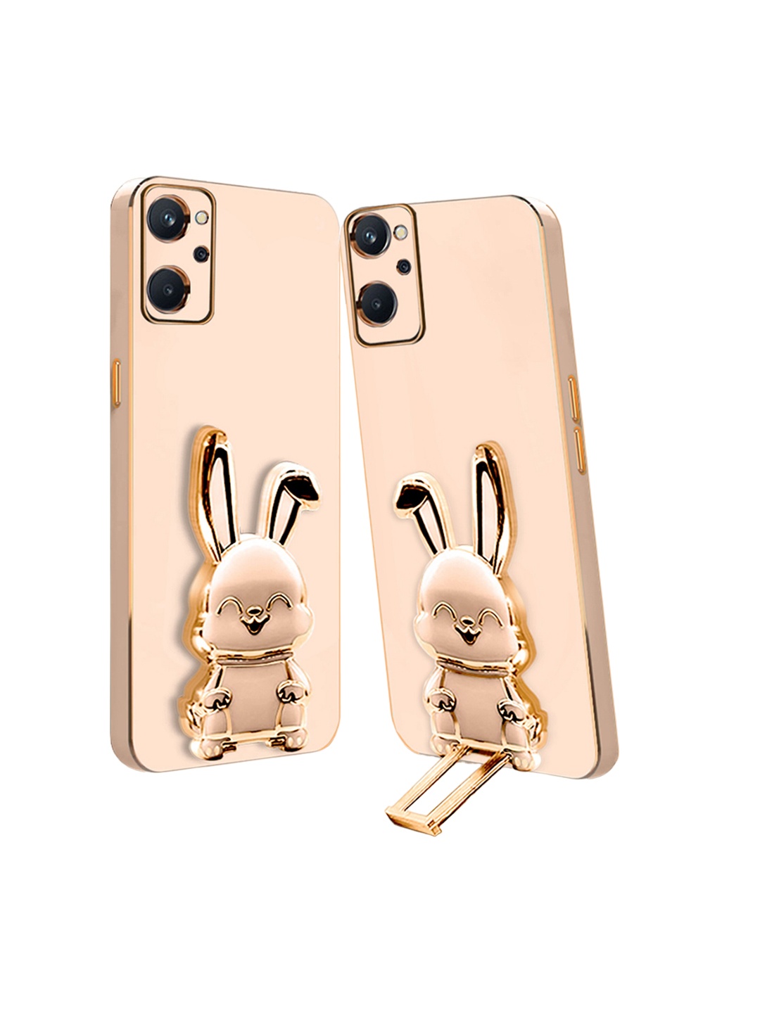 

Karwan Realme 9i 4G Back Case With 3D Bunny Folding Stand, Pink