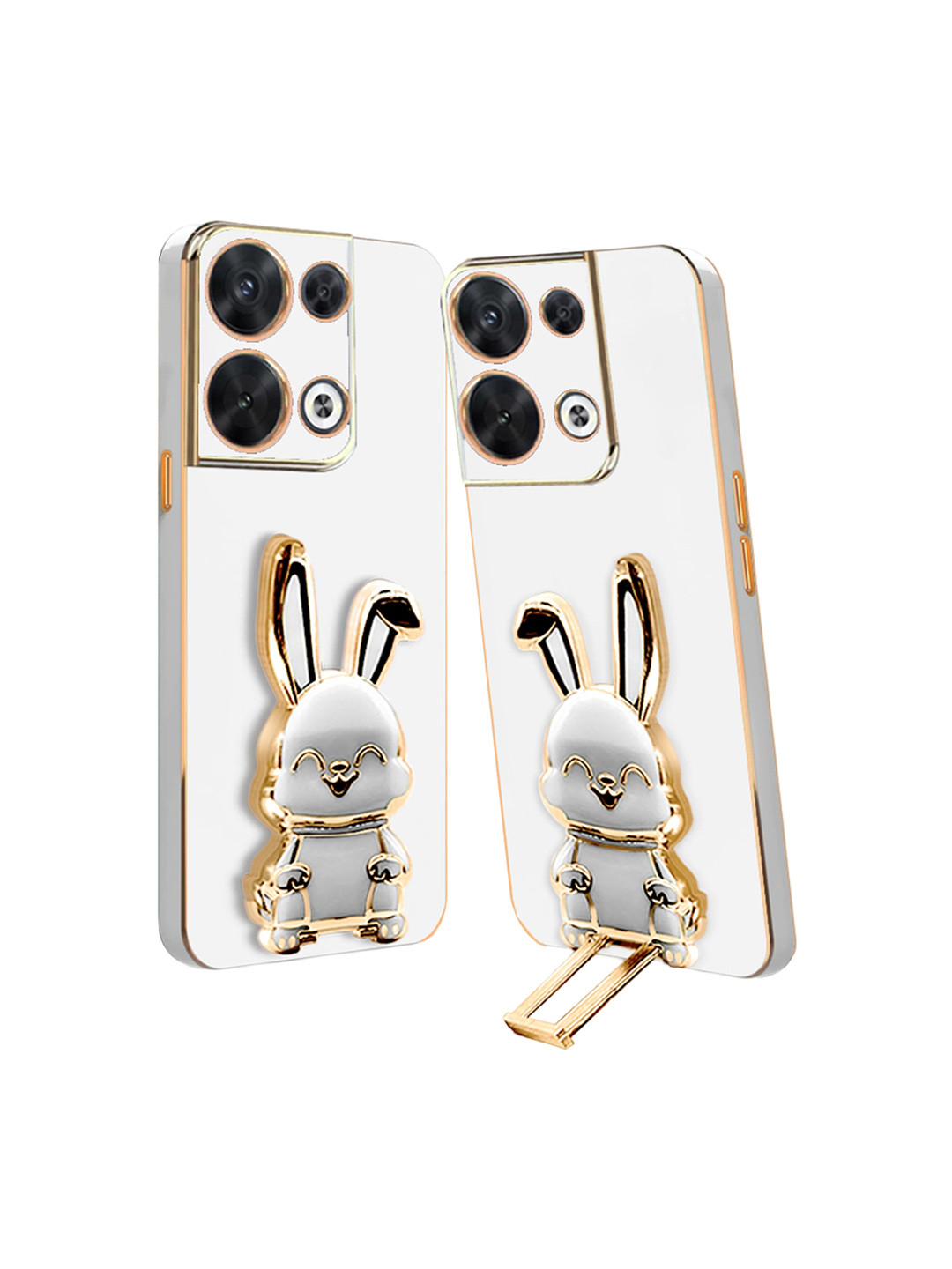 

Karwan Oppo Reno 8 Back Case With 3D Bunny Folding Stand, White