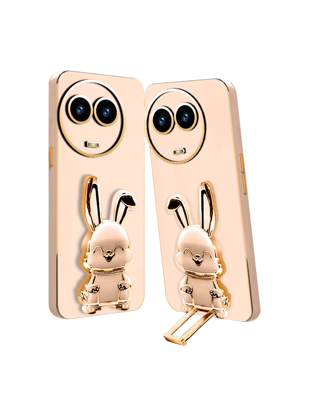 

Karwan Realme 11X Back Case With 3D Bunny Folding Stand, Pink
