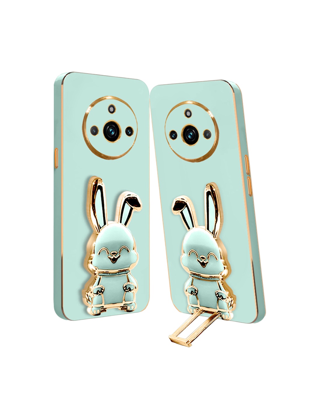 

Karwan Realme 11 Pro Plus Back Case With 3D Bunny Folding Stand, Green