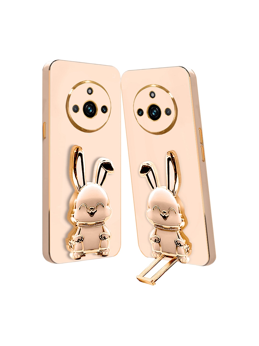 

Karwan Realme 11 Pro Back Case With 3D Bunny Folding Stand, Pink