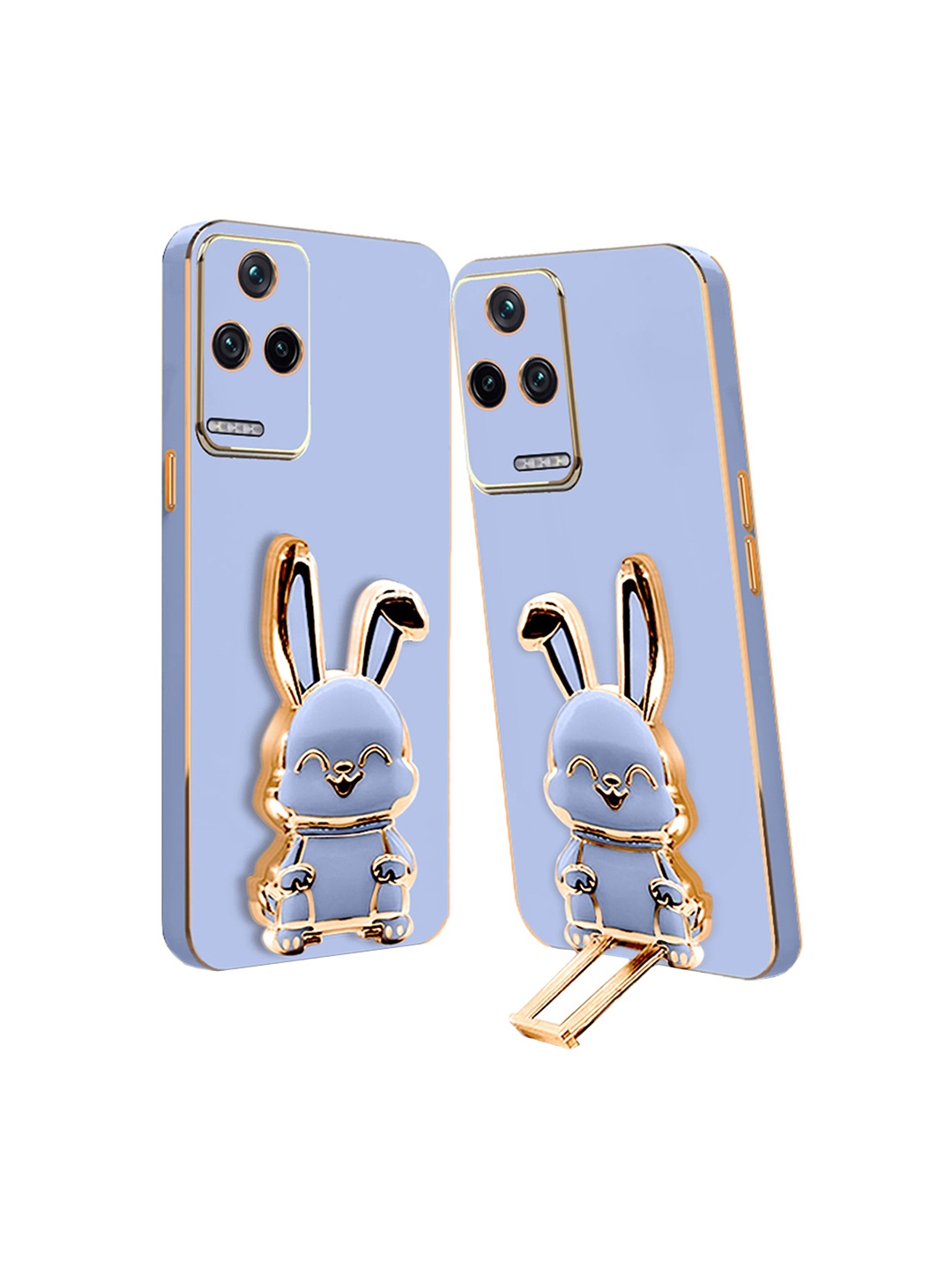

Karwan Poco F4 5G Back Case With 3D Bunny Folding Stand, Blue