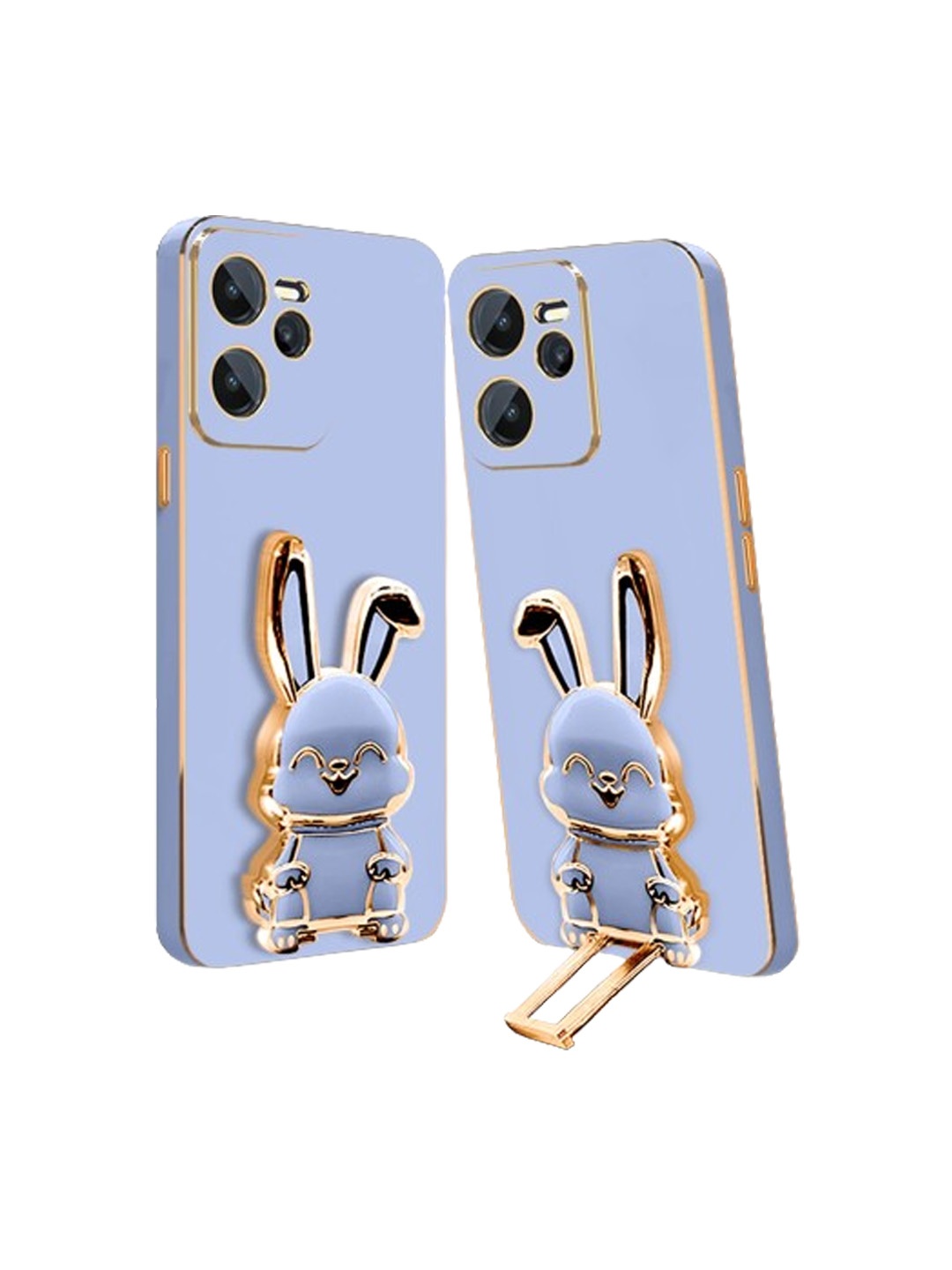 

Karwan Poco X5 Pro 5G Back Case With 3D Bunny Folding Stand, Blue