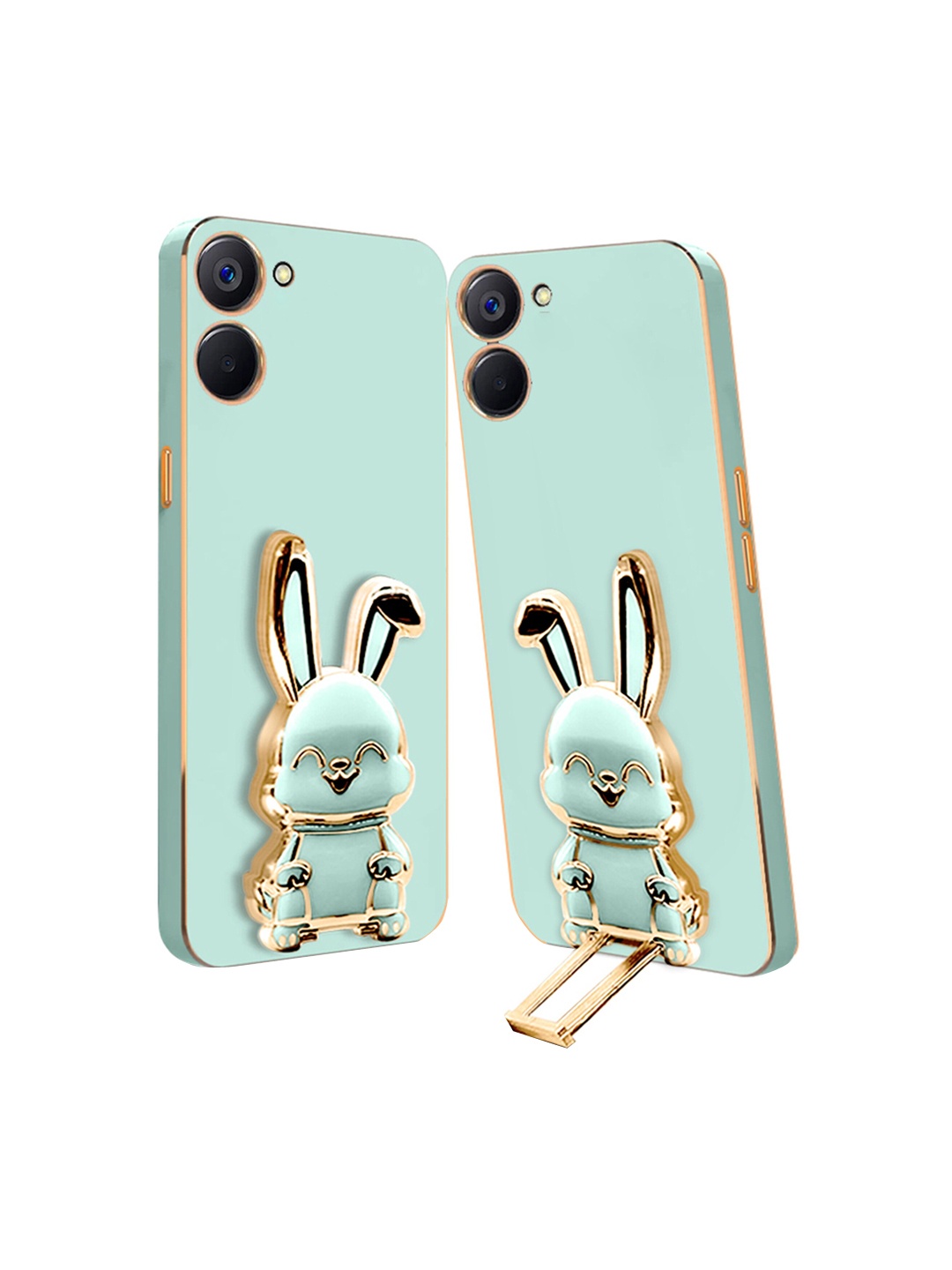 

Karwan Realme 10 4G Back Case With 3D Bunny Folding Stand, Green