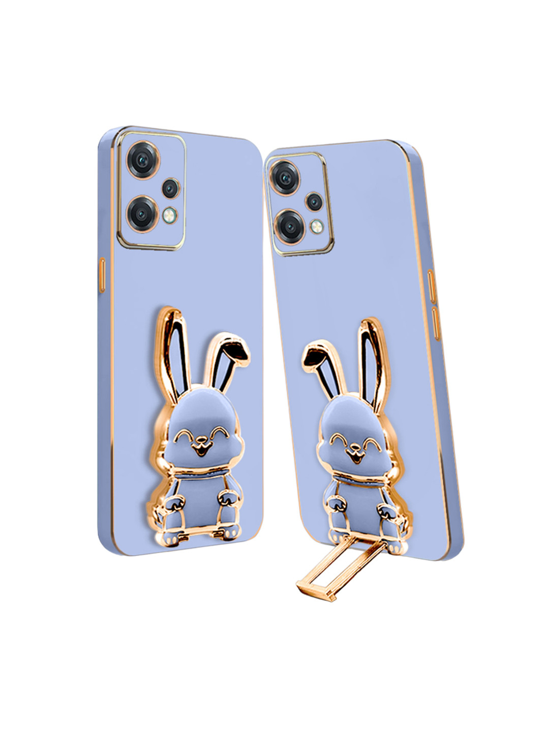 

Karwan Poco X5 5G Back Case With 3D Bunny Folding Stand, Blue