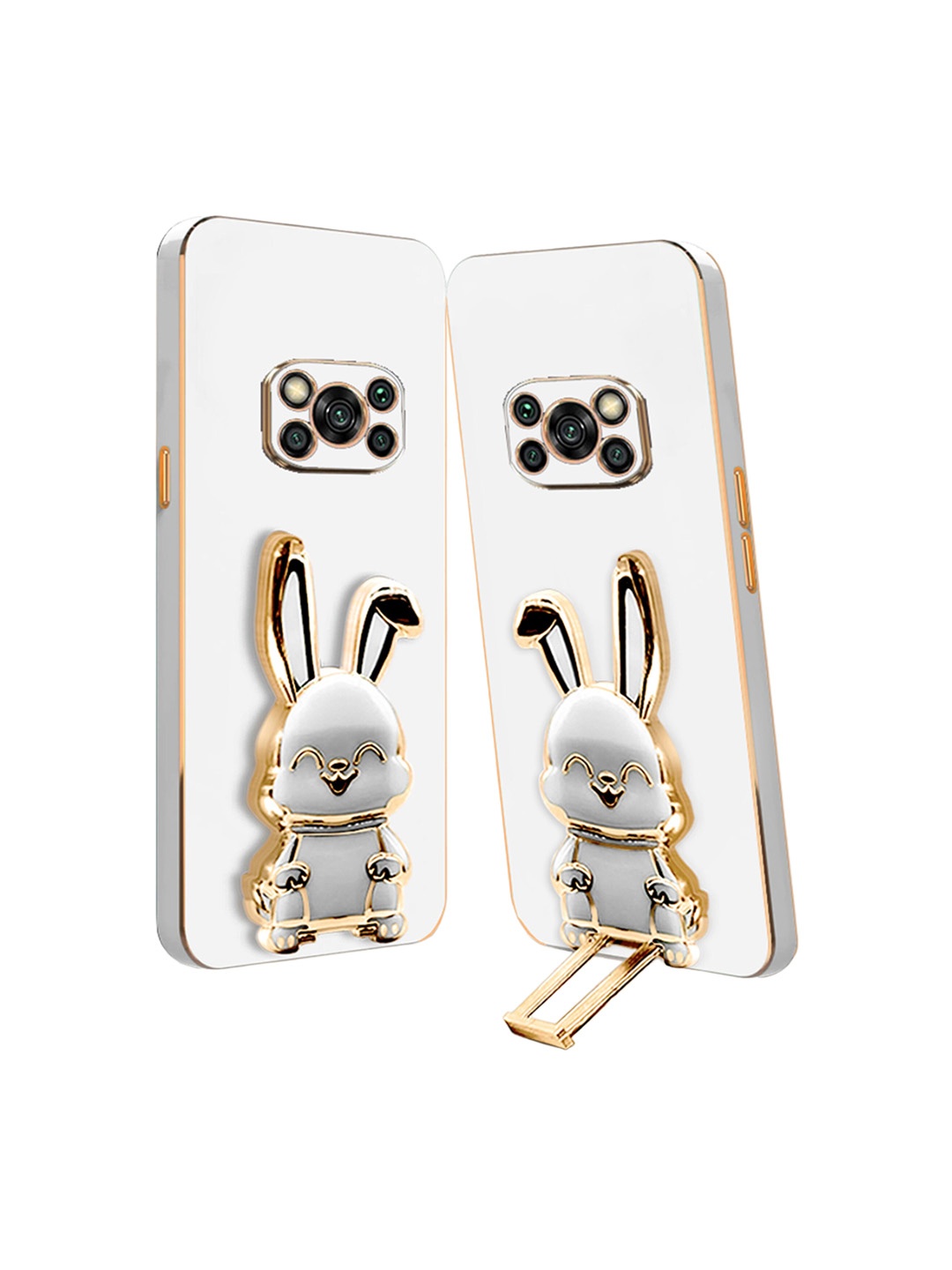 

Karwan 3D Bunny with Folding Stand Poco X3 Back Case, White