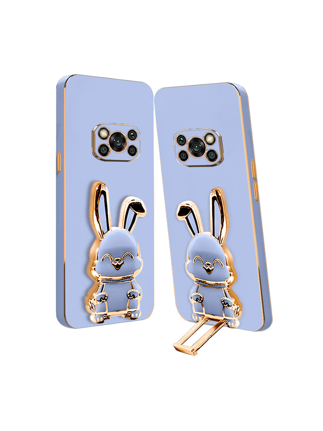 

Karwan 3D Bunny with Folding Stand Poco X3 Back Case, Blue