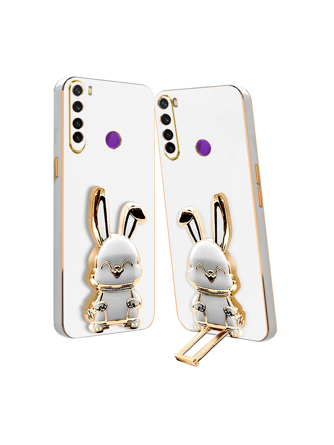 

Karwan Slip Proof Redmi Note 8 Back Case With 3D Bunny Folding Stand, White