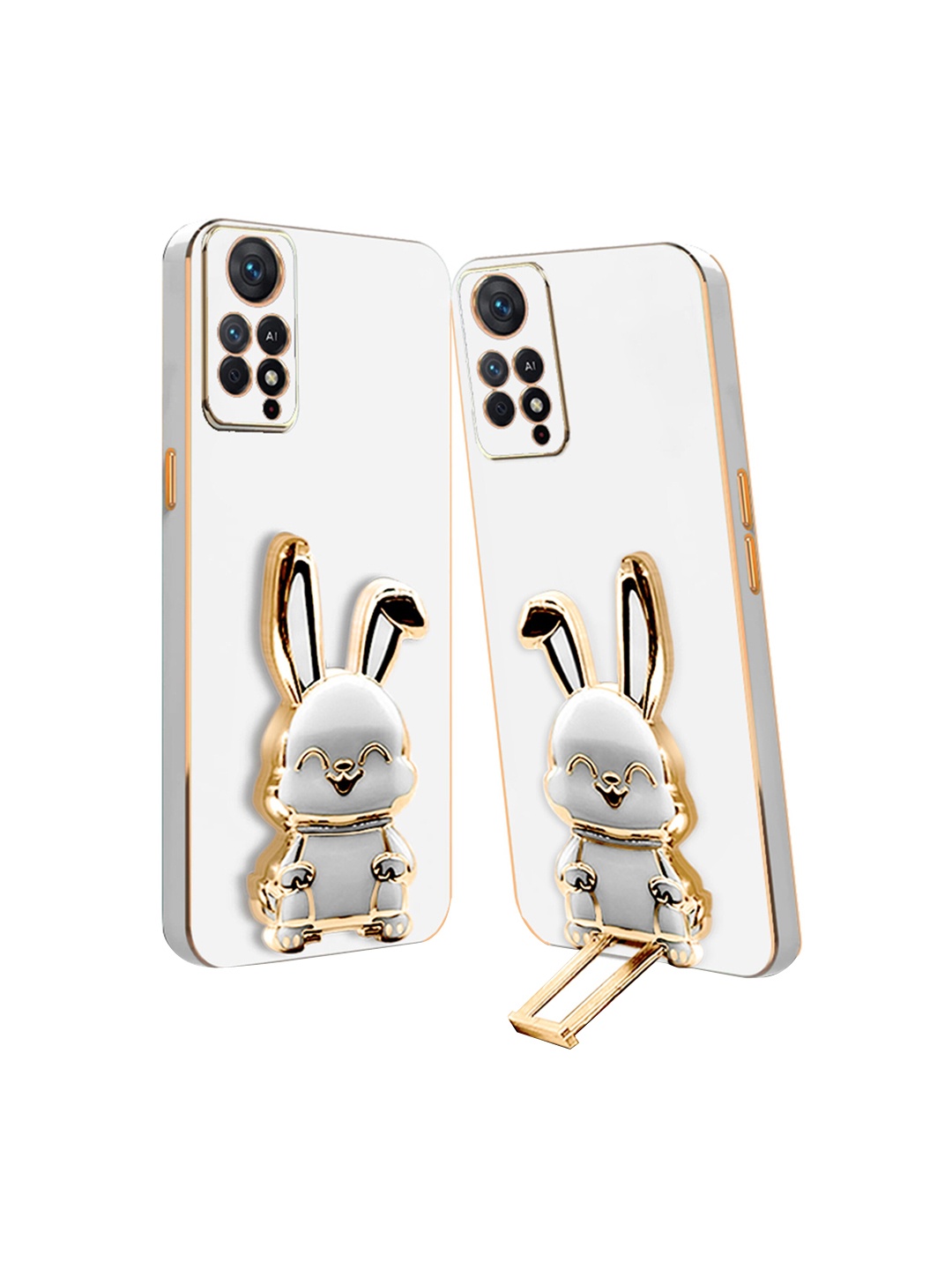 

Karwan Redmi Note 11 Pro Back Case With 3D Bunny Folding Stand, White