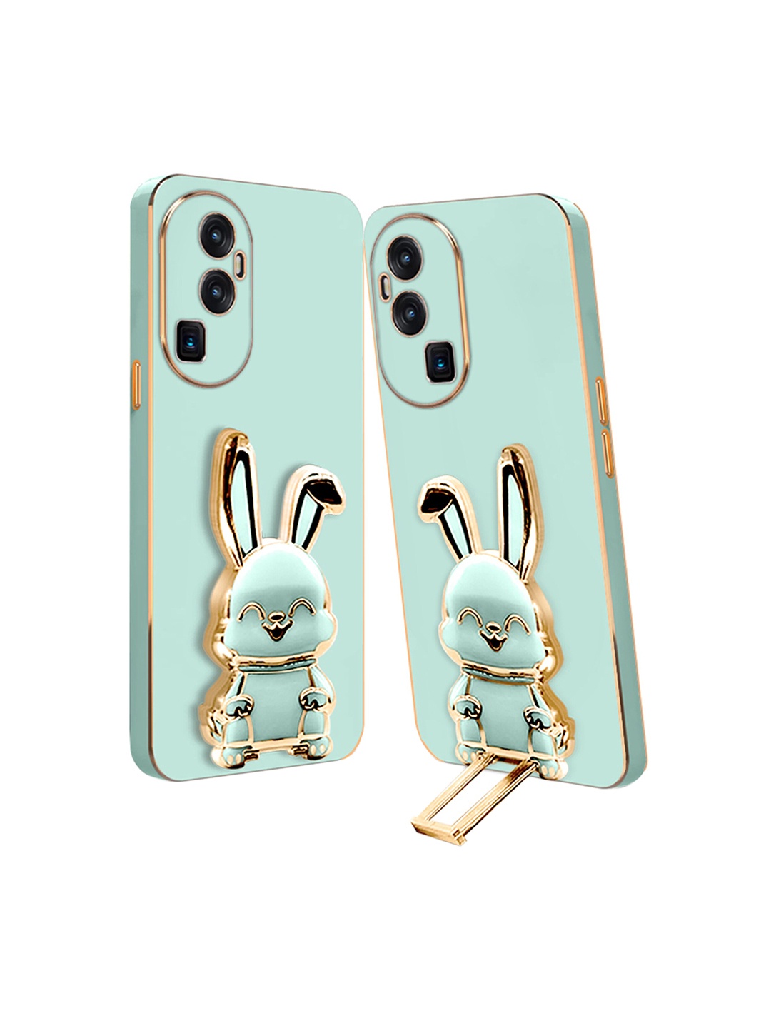 

Karwan Oppo Reno 10 Pro Plus Back Case With 3D Bunny Folding Stand, Green