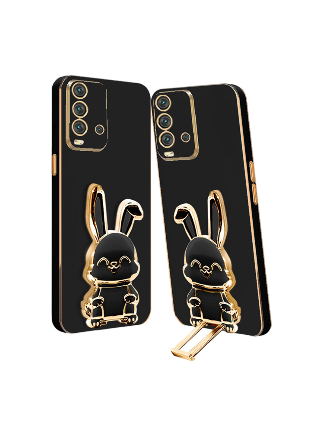

Karwan Redmi 9 Power Back Case With 3D Bunny Folding Stand, Black