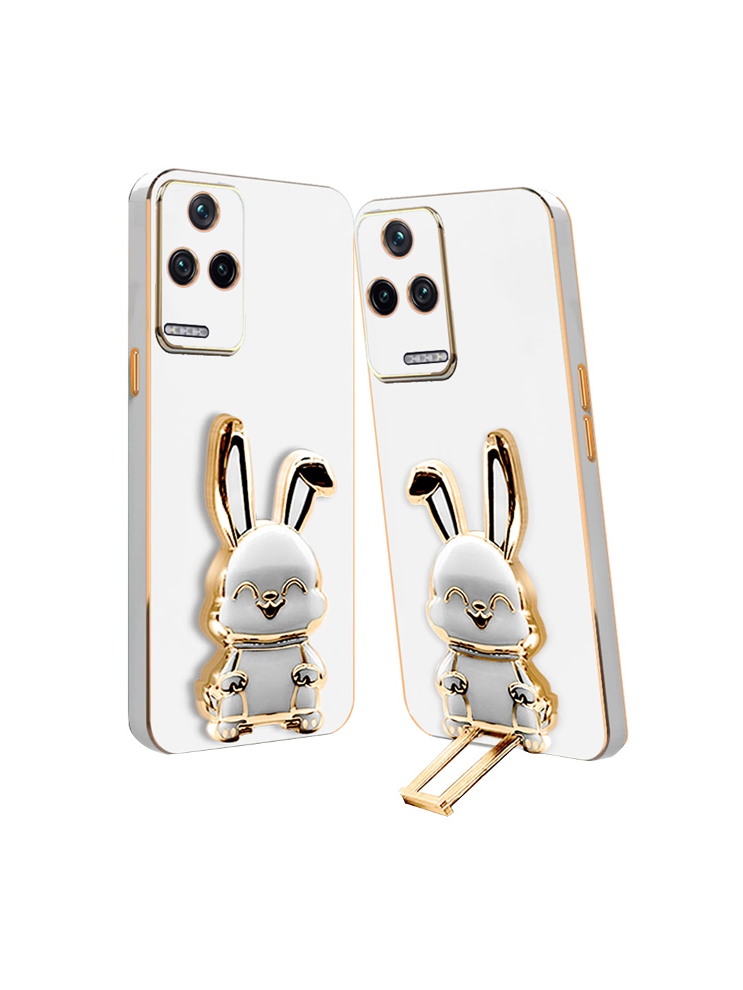 

Karwan Poco F4 5G Back Case With 3D Bunny Folding Stand, White
