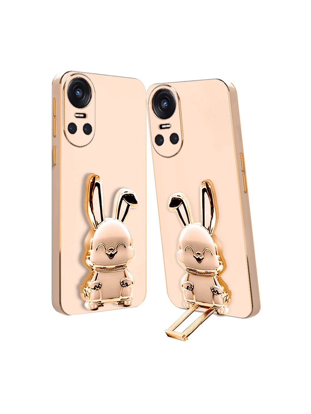 

Karwan Oppo Reno 10 Pro Back Case With 3D Bunny Folding Stand, Pink